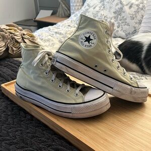 Converse Chuck Taylor mint green platform high tops. Women’s size 10.